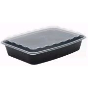 Контейнер прямоуг. с прозр. крыш. ПП 1267, 1300мл 250х168х50мм цвет Черный ОЗЛП/ВЗЛП (х100)