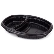 Контейнер 2х секц. без крыш. овал. ПП СпК-257-2, 800мл 257х202х37мм цвет Черный СТП (х300)