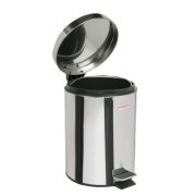 Урна для мусора с педалью 3л 17x24см круглая, ЗЕРКАЛЬНАЯ, нержавеющая сталь