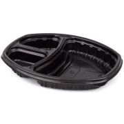 Контейнер 3х секц. без крыш. овал. ПП СпК-257-3, 800мл цвет Черный СТП (х300)