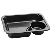 Контейнер без крыш. прямоуг. (соусник в углу) ПП К-187С 620мл 187х137х45мм цвет Черный СТП (х50/400)