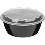 Контейнер суповой с прозр. крыш. круглый ПП 1265, 950мл D=173мм Выс:64мм цвет Черный ОЗЛП/ВЗЛП (х150)