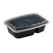 Контейнер 2х секц. прямоуг. с прозр. крыш. ПП 1262, 830мл 211х146х51мм цвет Черный ОЗЛП/ВЗЛП (х50/150)