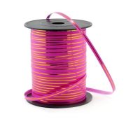 Лента упаковочная 228мх5мм (Фуксия с золотой полосой) (х1/5) Китай