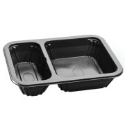 Контейнер 2х секц. под запайку без крыш. прямоуг. ПП К-187 ПРУ 30/70, 435мл 187х137х45мм цвет Черный СТП (х50/400)