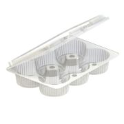 Контейнер «6 гнёзд» с совмещ. крыш. прямоуг. ПЭТ УК-22-01 D=61мм 196х138х42мм цвет прозр. (х360)