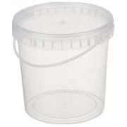Ведро пищевое круглое с белой ручкой с крыш. 0,8л D=122мм цвет прозр. Плт (х260)
