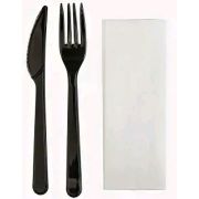 Набор столовых приборов 3 (вилка 180 черн, нож 180 черн, слф 24х24) ОЗЛП/ВЗЛП (х300)