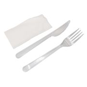 Набор столовых приборов 3 (вилка 180 прозр, нож 180 прозр, салфетка 24х24) (х300)