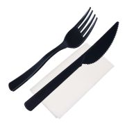 Набор столовых приборов 3 (вилка 180 черн, нож 180 черн, слф 24х24) СП (х300)