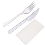Набор столовых приборов 3 (вилка 180 прозр, нож 180 прозр, слф 24х24) СП (х300)
