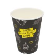 Стакан бумажный 1сл. SP12, 300/355мл «Время кофе» (260+15) Экопак (х50/1000)