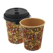 Стакан бумажный 1сл. SP9S 200/260мл крафт-лайн «Хохлома» (230+15) Экопак (х50/1000)