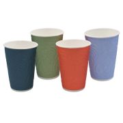 Стакан бумажный 2сл. NDW16, 400/473мл «Узоры» микс 4 цвета Для горячих напитков СкандиПакк (х30/600)