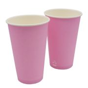 Стакан бумажный 1сл. SP16, 400/473мл цвет Розовый Экопак (х25/400)
