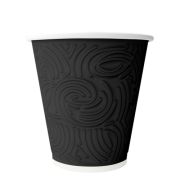 Стакан бумажный 2сл. NDW12, 300/355мл цвет Черный Рифлен. (Лабиринт) Для горячих напитков Скандипакк (х40/800)