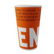 Стакан бумажный 1сл. DPE16, 400мл цвет оранж., «Enjoy new» Для холодных напитков СкандиПакк (х50/1000)