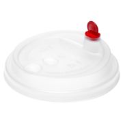 Крышка (тип А/сборная) матовая D=90мм TL90 открыв. питейником с заглушкой красная «пробка» цвет прозр. ОЗЛП/ВЗЛП (х50/600)
