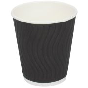 Стакан бумажный 2сл. NDW9, 200/260мл цвет Черный Рифлен. (волна) Для горячих напитков СкандиПакк (х37/925)