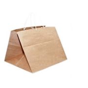 Пакет бумажный с веревочной ручкой для коробок под пиццу 360х290х360мм цвет Крафт (х50)