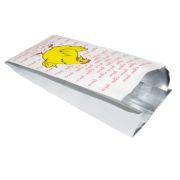 Пакет бумажный с плоским дном 145х90х310мм Фольгированный цвет Белый, «с печатью »Курочка