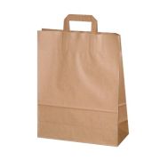 Бумажные пакеты с ручками плоские ручки 320х200х370мм Пакет бумажный с плоскими ручками крафт70 Россия