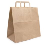 Пакет бумажный с плоскими ручками 220х120х250мм 90г/м2 цвет Крафт (х250)