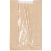 Пакет бумажный с окном и плоским дном 160(90)х60х220мм ВПМ 40г/м2 цвет Бежевый (х2000)
