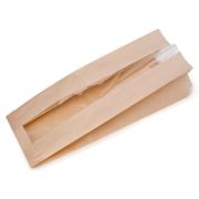 Пакет бумажный с окном и плоским дном 140(50)х60х400мм ВПМ 40г/м2 цвет Бежевый (х1400)