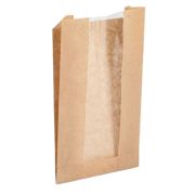 Пакет бумажный с окном и плоским дном 180(50)х50х250мм ВПМ 40г/м2 цвет Бежевый (х2000)