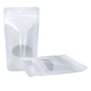 Пакет Дой-Пак с замком Zip-lock 225х135мм БОПП мат/РЕТ мет/РЕ, овальное окно, скругленный край цвет Белый (х100/600) КИТАЙ