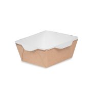 Контейнер бумажный без крыш. 450мл 144х95х55мм OpSalad ламинированный цвет Крафт/Белый OSQ (х50/800)