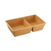 Контейнер бумажный 2х секц. без крыш. 800мл 200х120х55мм OneClick Bottom 800B/b цвет Крафт (х300)