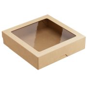 Контейнер бумажный «на вынос» 1500мл 200х200х48мм ONEBOX С окном цвет Крафт (х25/150)