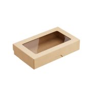 Контейнер бумажный «на вынос» 1000мл 200х120х40мм ONEBOX С окном цвет Крафт (х25/250)
