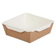 Контейнер бумажный без крыш. 1200мл 167х167х63мм OpSalad ламинированный цвет Крафт/Белый OSQ (х50/300)