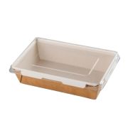 Контейнер бумажный c крыш. 1000мл 222х162х55мм OpSalad ламинированный цвет Крафт/Белый Packton (х150)