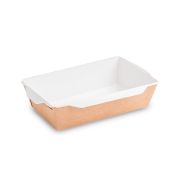 Контейнер бумажный без крыш. 800мл 207х127х50мм OpSalad ламинированный цвет Крафт/Белый OSQ (х50/400)