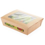 Контейнер бумажный 600мл 150x115x50мм Salad С окном цвет Крафт/Белый OSQ (х500)