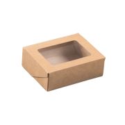 Контейнер бумажный «на вынос» 300мл 100х80х35мм TABOX С окном ламинированный цвет Крафт Packton (х25/600)