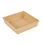 Контейнер бумажный без крыш. 950мл 165х165х45мм OneClick Bottom 950/b цвет Крафт (х300)