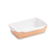 Контейнер бумажный без крыш. 500мл 164х115х45мм OpSalad ламинированный цвет Крафт/Белый DoECO (х50/600)