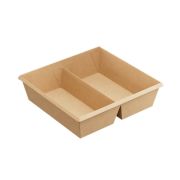 Контейнер бумажный 2х секц. без крыш. 1200мл 200х190х55мм OneClick Bottom 1200B/b цвет Крафт (х180)