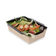 Контейнер бумажный без крышки 1 000мл 222х162х55мм OpSalad Black Wood ламинированный цвет Крафт/Черный OSQ (х50/300)