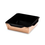 Контейнер бумажный без крышки 900мл 150х150х48мм OpSalad Black Wood ламинированный цвет Крафт/Черный OSQ (х400)