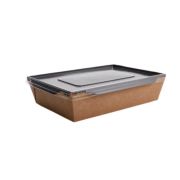 Контейнер бумажный без крыш. 800мл 207х127х55мм OpSalad ламинированный цвет Крафт/Черный DoECO (х50/400)