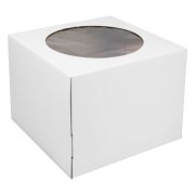 Крышка для коробки под торт 400x400x290мм от 1 до 8 кг, D=15-40см с окном цвет Белый/Бурый (х1/25)