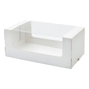 Коробка картонная для пирожных 250х120х100мм С круговым окном, самосборная цвет Белый (х1/25)