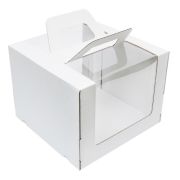 Коробка картонная для подарков 260х260х200мм для до 3 кг С окном и ручками, крышка+дно цвет Белый (х1/25)