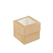 Коробка картонная для кексов, маффинов 100х100х100мм ECO Muf 1 для 1 шт. С окном и ложементом цвет Крафт DoECO (х25/250)